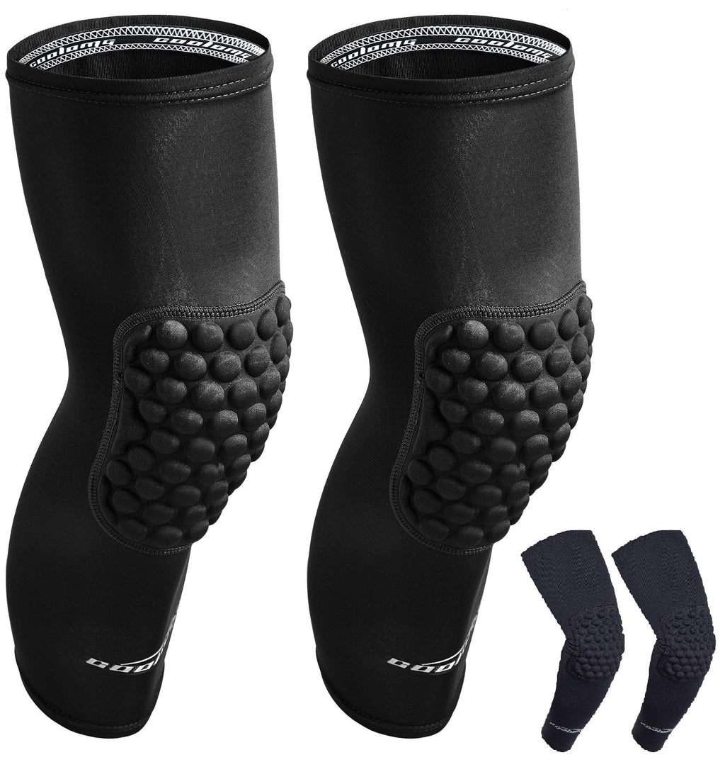 COOLOMG 1 Pair Basketball Knee Pads + Arm Sleeves for Adults Boys Youth Black XL - BeesActive Australia