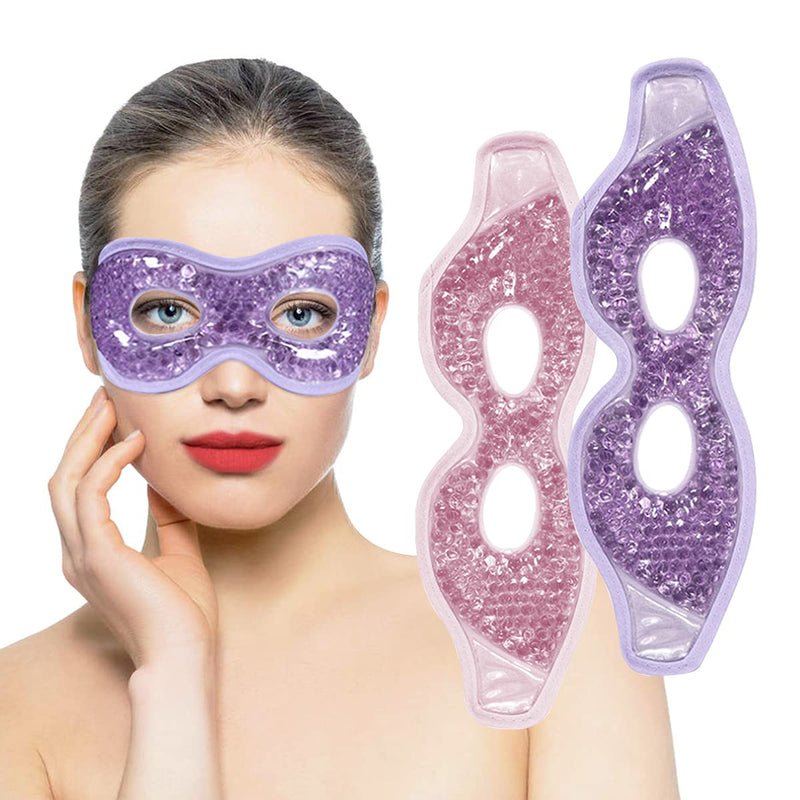 Ruzzut Cooling Gel Eye Mask with Eye Holes, 2 PCS Gel Bead Cold Eye Packs For Puffy Eyes & Swelling, Reusable Hot Cold Therapy Compress Heat Ice Gel Pack, Purple and Pink Purple and Pink with Eye Holes - BeesActive Australia