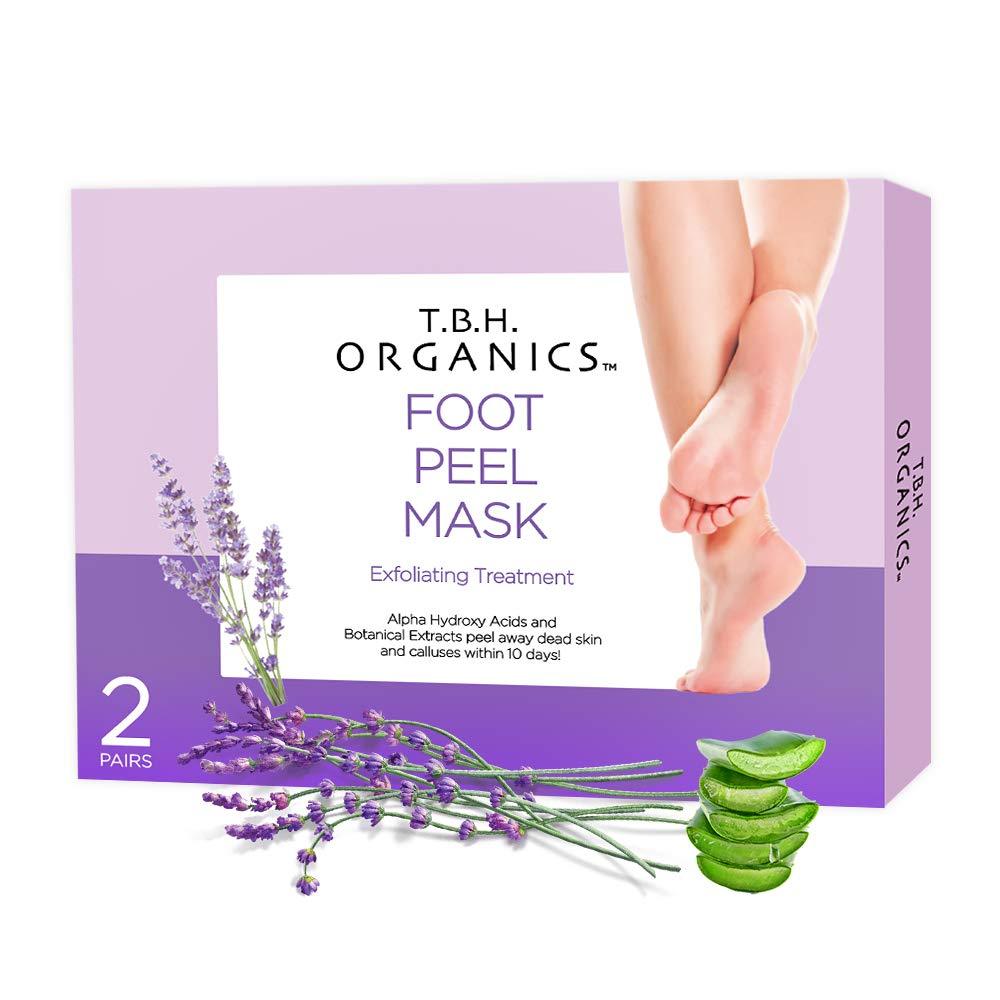 T.B.H. Organics 2 Pack Lavender Foot Peel Mask Exfoliant, Natural Foot Care Mask for Dry Dead Skin&Callus, Exfoliating Booties Soft Feet 7-10 Days-Get Smooth Silky Skin - BeesActive Australia