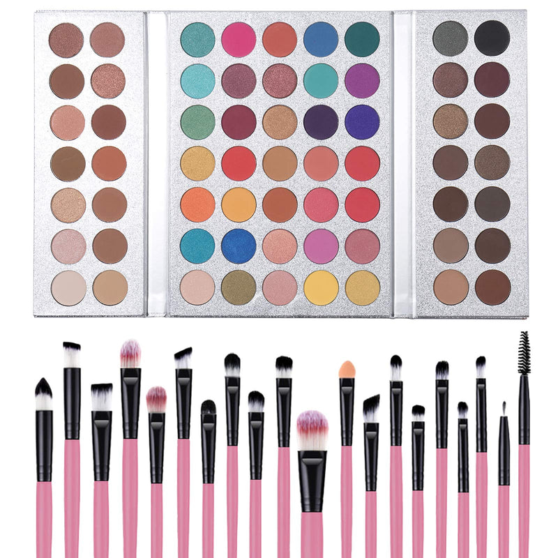 Pro Eyeshadow Palette 63 colors + 20 Pcs Makeup Brush Set,Pigmented Makeup Palette with Brushes, Matte Shimmer Colors Gift Set,Eyeshadow Highlighter Contour Blush Powder Cosmetic Kit - BeesActive Australia