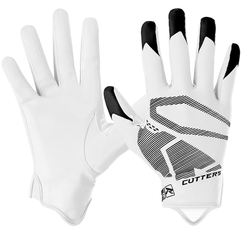 Cutters Football Wide Receiver Gloves. Rev 4.0 Ultra Grip No Slip. Youth and Adult Sizes (1 Pair). White 4.0 ADULT: Medium - BeesActive Australia