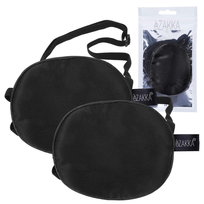 eZAKKA Eye Patches for Adults Kids, 2 Pieces Silk Elastic Lazy Eye Patches for Amblyopia Strabismus (L, Black+Black) - BeesActive Australia