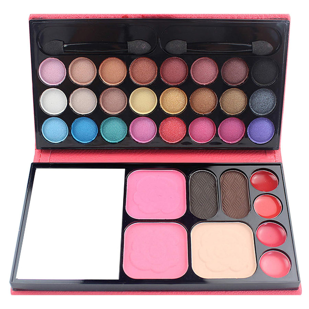 Vtrem Professional Makeup Palette Kit, 24 Colors Eyeshadow + 4 Lip Glosses + 2 Eyebrow Powder + 2 Blushers + 1 Pressed Powder + Mirror + 2 Brushes Make Up Palette Set for Teen Girls, Beginners, Pros Makeup Palette Kit / Style 1 - BeesActive Australia