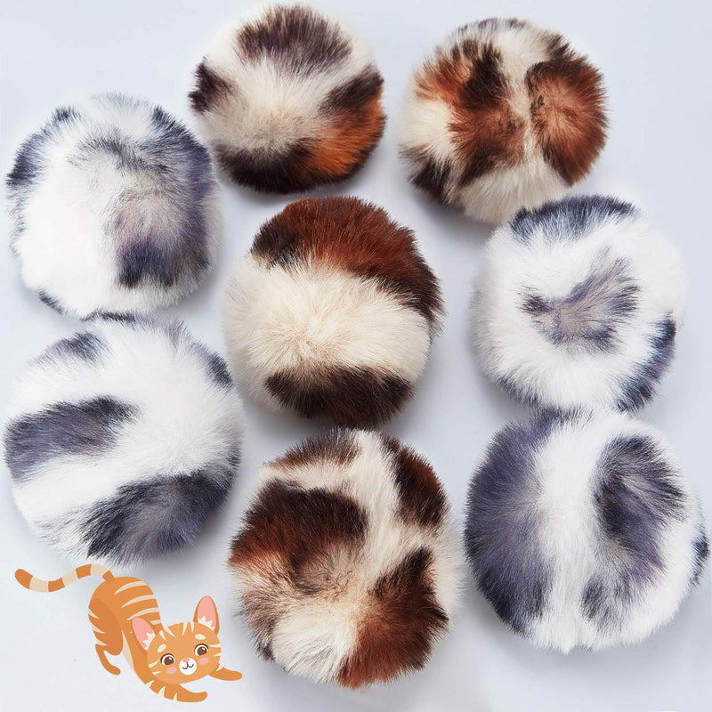8 Pieces Large Plush Soft Ball Cat Faux Fur Patch Puff Pom Balls Cat Toy with Catnip for Playing with Your Cats,2 Inches Zebra and Leopard Style - BeesActive Australia
