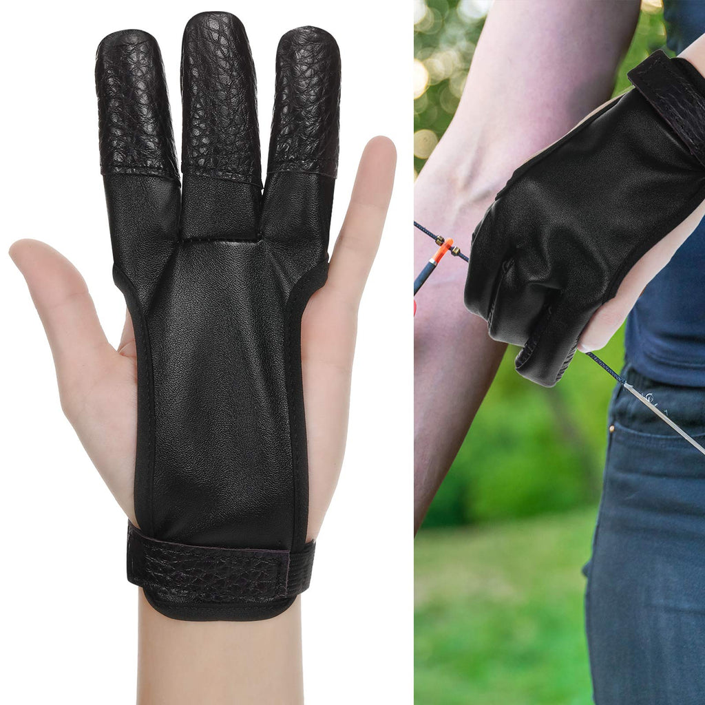 Skylety 2 Pieces Archery Gloves Shooting Finger Protector Artificial Leather Archery Shooting Gloves 3 Fingers Archery Finger Guard for Men Women and Youth - BeesActive Australia