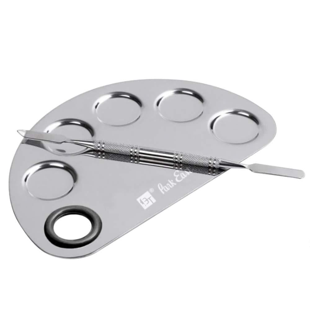 Makeup Mixing Palette with Spatula Semi Circle shaped Stainless Steel Tool for Cosmetic Nail Art Eye Shadow Lipstick Concealer Foundation - BeesActive Australia