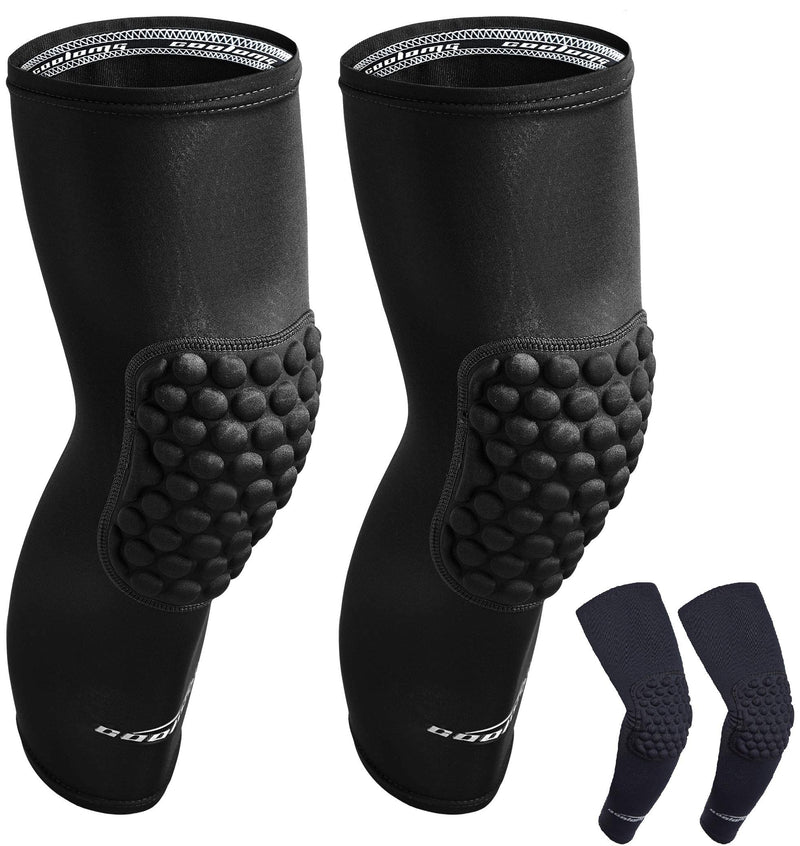 COOLOMG 1 Pair Basketball Knee Pads + Arm Sleeves for Adults Boys Youth Black XS - BeesActive Australia
