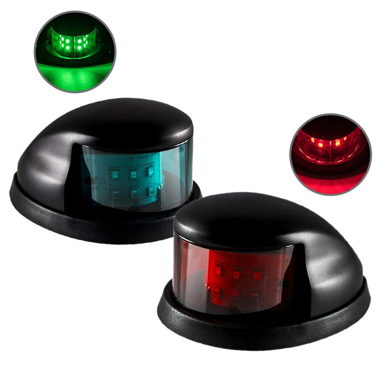 Sebnux LED Boat Navigation Light Red and Green LED Marine Navigation Light Boat Bow Light for Pontoon and Small Boat (Black) Black - BeesActive Australia
