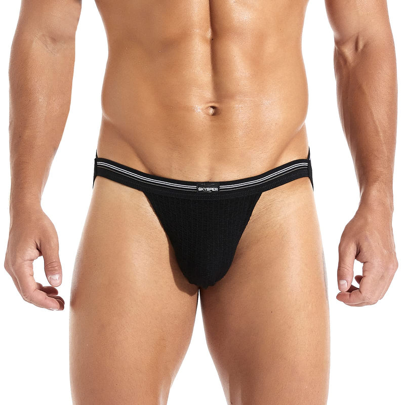 SKYSPER Jockstrap Athletic Supporters for Men Jock Strap Male Underwear Men's Thong Jockstrap Underwear Aq01-black Medium - BeesActive Australia