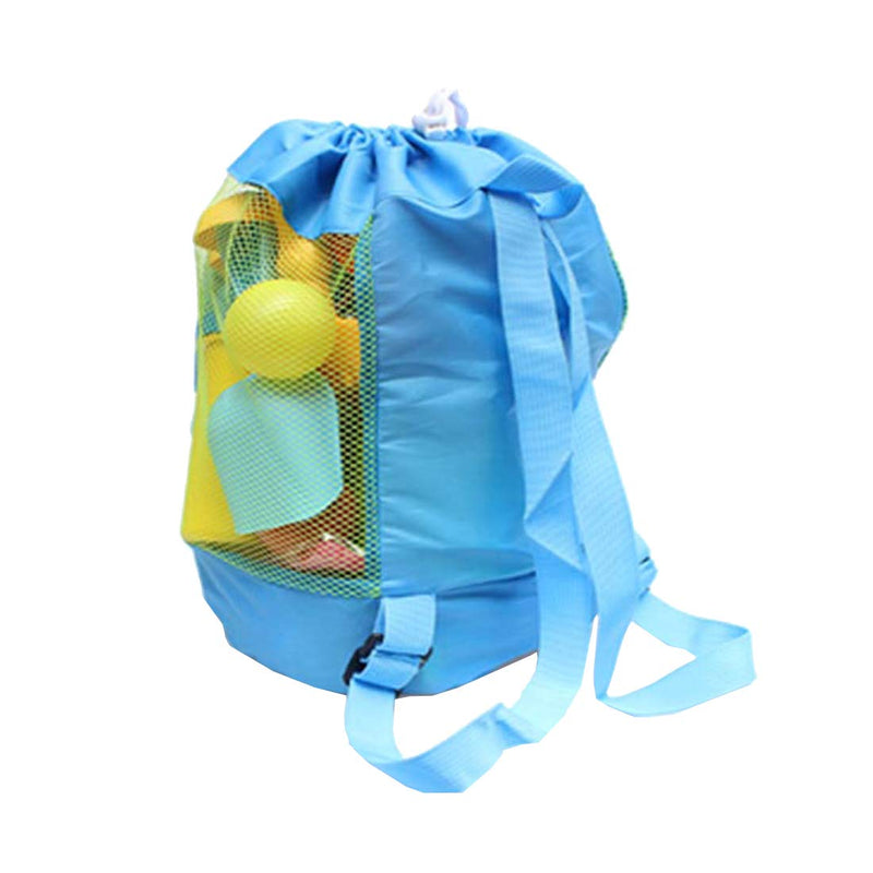 Large Beach Toys Mesh Blue Bag,Adjustable Shoulder Strap, Drawstring, Beach Toy Bag For Children Used in Beach, Swimming, Outdoor Activities - BeesActive Australia