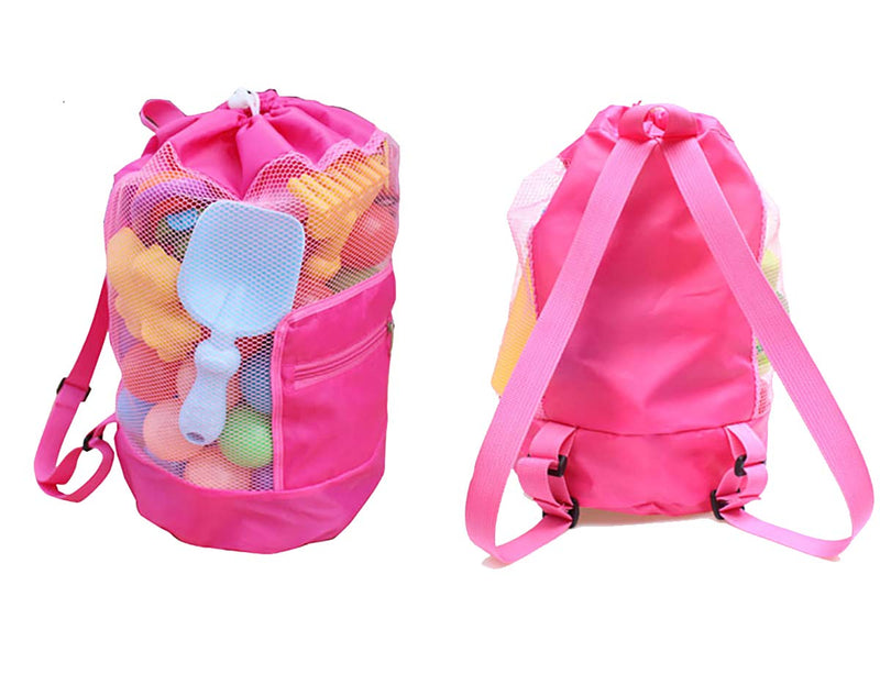 Large Beach Toys Mesh Pink Bag,Adjustable Shoulder Strap, Drawstring, Beach Toy Bag For Children Used in Beach, Swimming, Outdoor Activities - BeesActive Australia