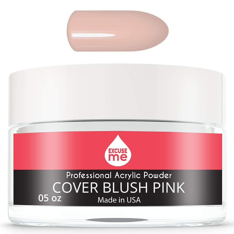 Excuse Me Professional Acrylic Powder USA Made Non Yellowing 0.5 oz Nail Art Powder for Nail Extension (COVER BLUSH PINK 0.5 oz) - BeesActive Australia