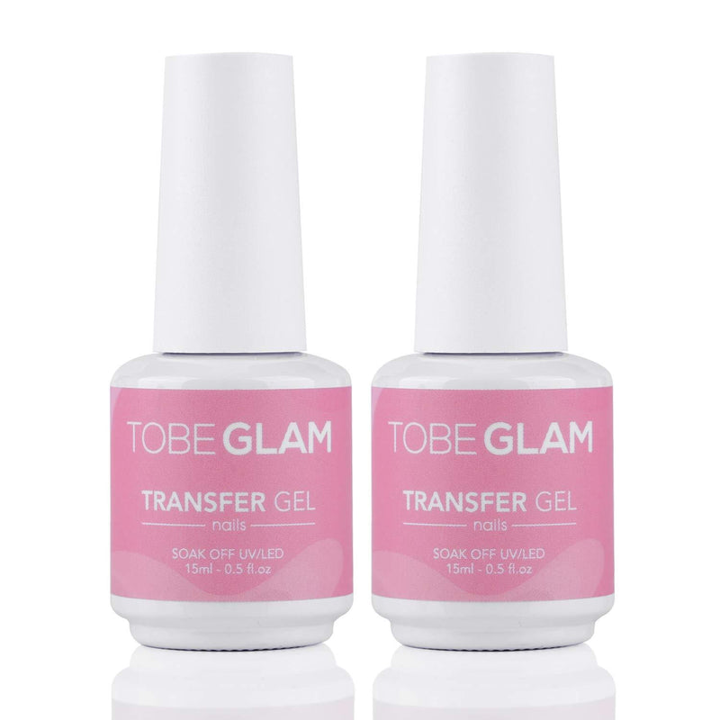 TOBEGLAM Nail Foil Glue Gel for Foil Art Stickers, Nail Art Adhesive Glue Nail Transfer Tips Manicure Art DIY 2 x 15ML for Nail Art Salon or Home Use, Curing Lamp Required Soak Off - BeesActive Australia