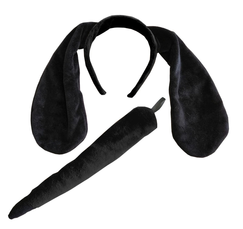 Black Dog Ears Headband Black Puppy Ears and Tail Black Floppy Dog Ears Tail Set - BeesActive Australia