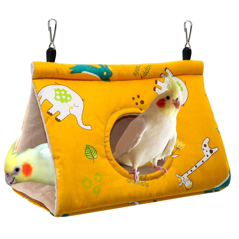 Rypet Winter Warm Bird Nest House - Hanging Hammock Velvet Shed Hut Cage Plush Fluffy Birds Hideaway Sleeping Bed Fuzzy for Parrot Parakeet Cockatiels Budgies Lovebird African Grey Medium (Pack of 1) Yellow - BeesActive Australia