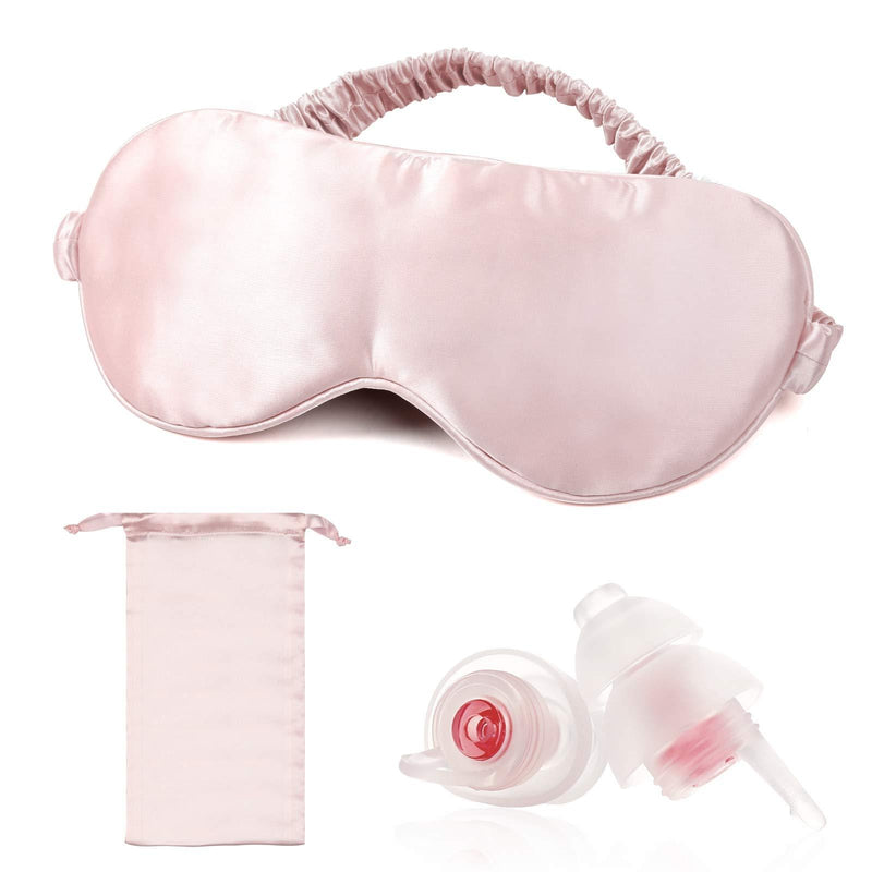 Silk Sleep Mask, 100% Mulberry 22 Momme Silk Eye Mask for Sleeping Women/Men, Soft & Comfortable Sleeping Mask with Earplugs and a Satin Travel Bag, Soft Eye Cover Eyeshade for Night,Nap Pink - BeesActive Australia