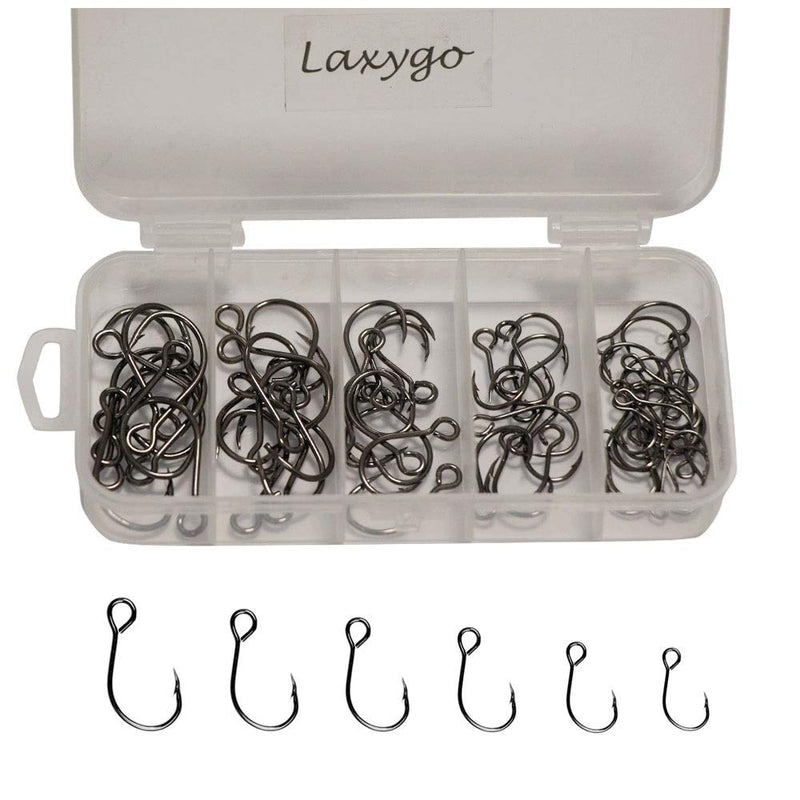 60pcs/Box Inline Single Hooks Single Replacement Hooks for Fishing Baits Lures 2/0 1/0 1# 2# 4# 6# 60pcs hooks - BeesActive Australia