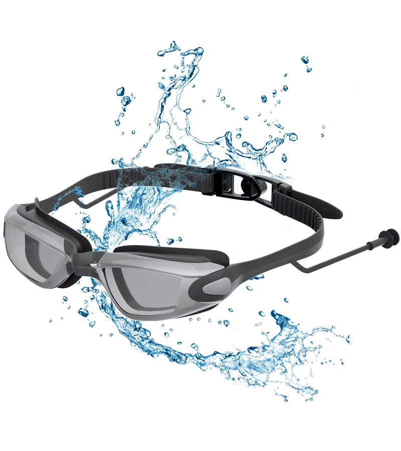 Swimming Goggles Swim Glass for Adult Men Women Swim Goggles with Earplugs & 3 Nose Pieces Silver - BeesActive Australia