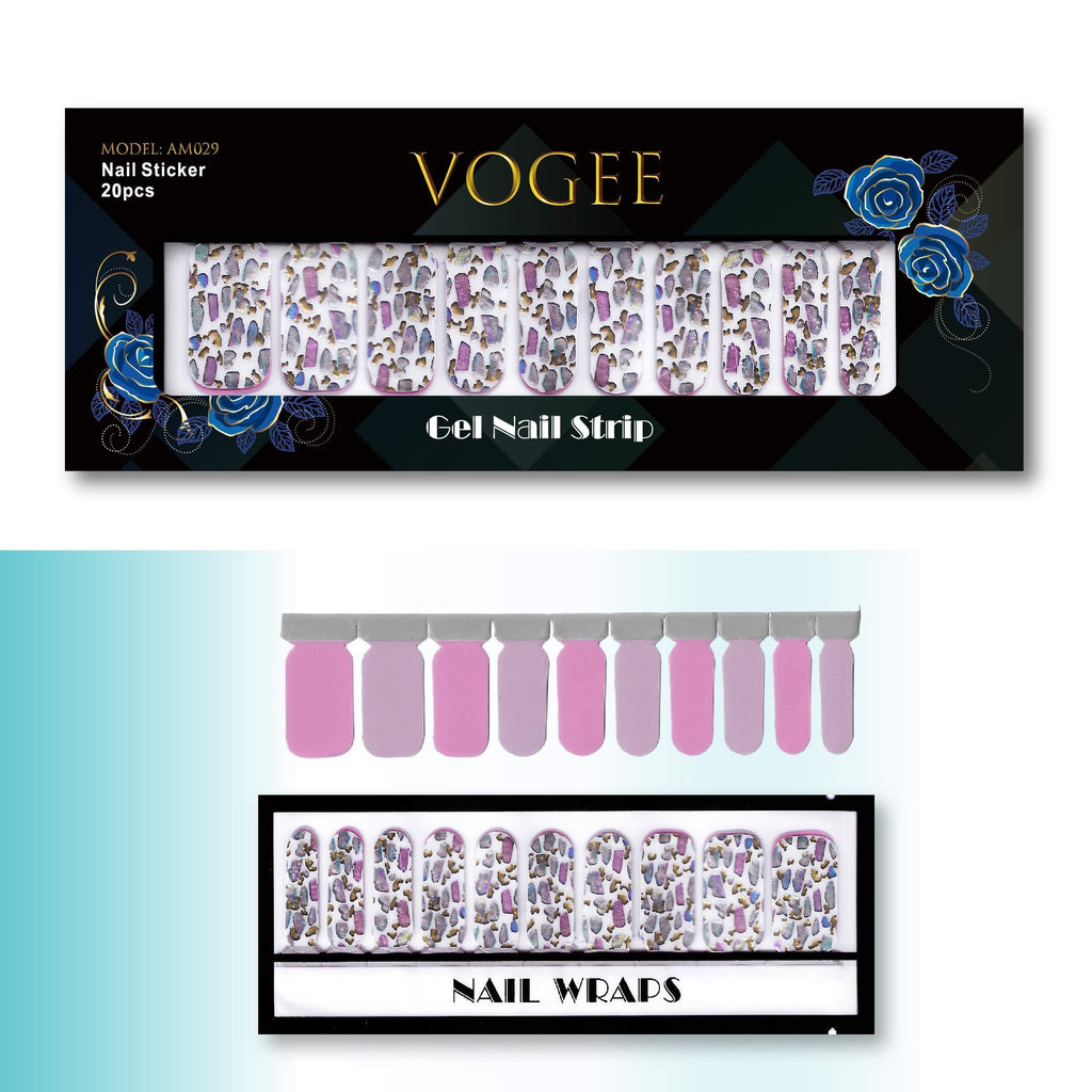 VOGEE Nail Wraps for Women Full Wraps Polish Stickers Strips Real Nail Polish Strips Glitter 20 Nail Polish Strip Designs,Nail Files, (Glitter Gold Pink Purple) NAILWRAP-HAND-076 - BeesActive Australia