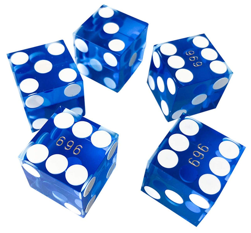 Cyber-Deals Precision Casino Dice - Full Sets Grade AAA Craps Dice with Sharp Razor Edges and Matching Serial Numbers 1 Set (5 Dice) Blue - BeesActive Australia