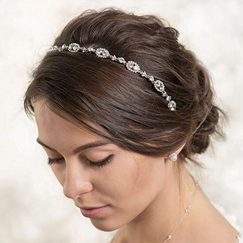 Wekicici Women Wedding Bridal Rhinestones Head Chain Crystal Headband for Girls Prom Dancing Ball Party Jewelry (Silver) Silver - BeesActive Australia