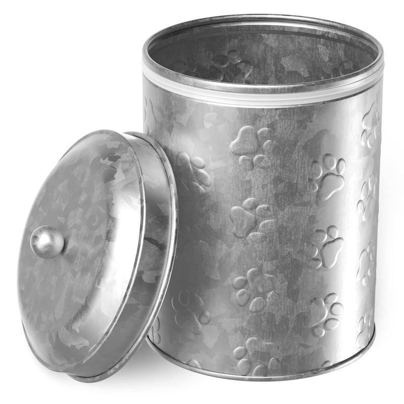 Amici Pet Puppy Paws Galvanized Metal Food Canister, Small, 64oz - BeesActive Australia