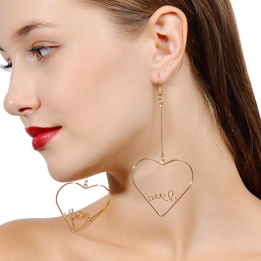 Xerling Love Earrings for Women Dangle Drop Earrings Lightweight Thin Wire Heart Earrings Charm Jewelry Long Drop Hook Earrings - BeesActive Australia