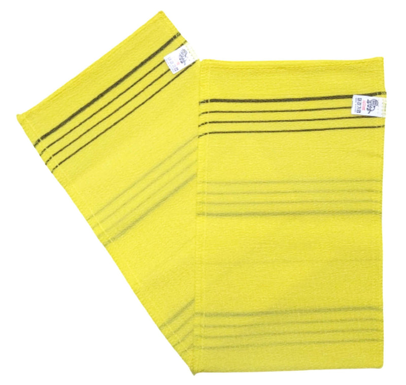 DAE YOUNG Korean Italy Towel, Exfoliating mitt, Body Scrub Genuine Exfoliating Bath Mitten Remove Dead Skin, Color (Yellow) 2pcs - BeesActive Australia