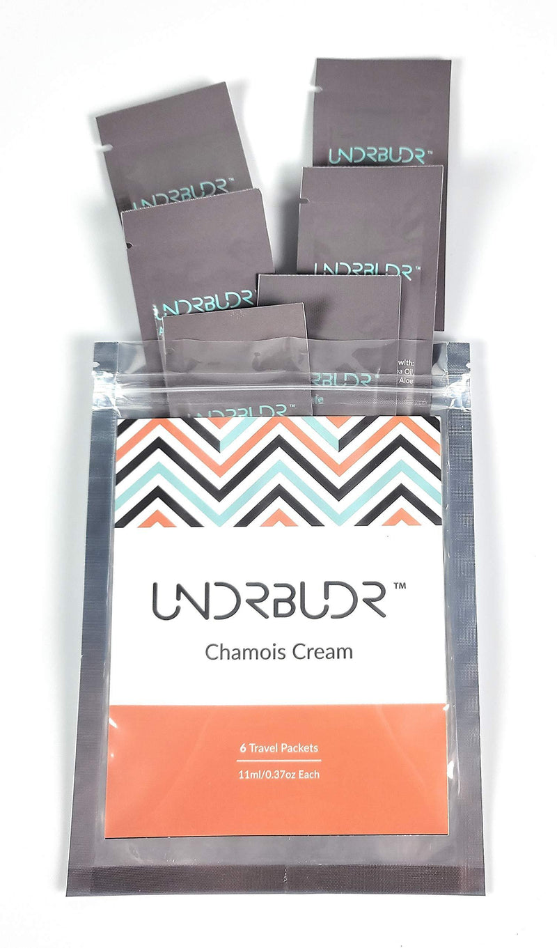 UNDRBUDR Chamois Cream, Anti-Chafe, Ultra Low Friction, Naturally Enriched, 6 Travel Packets - BeesActive Australia