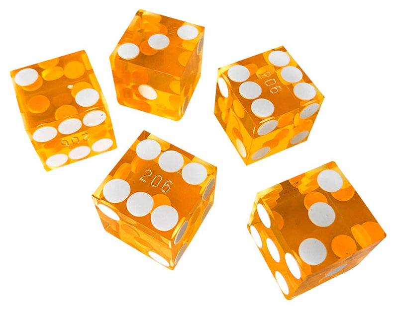 Cyber-Deals Precision Casino Dice - Full Sets Grade AAA Craps Dice with Sharp Razor Edges and Matching Serial Numbers 1 Set (5 Dice) Yellow - BeesActive Australia