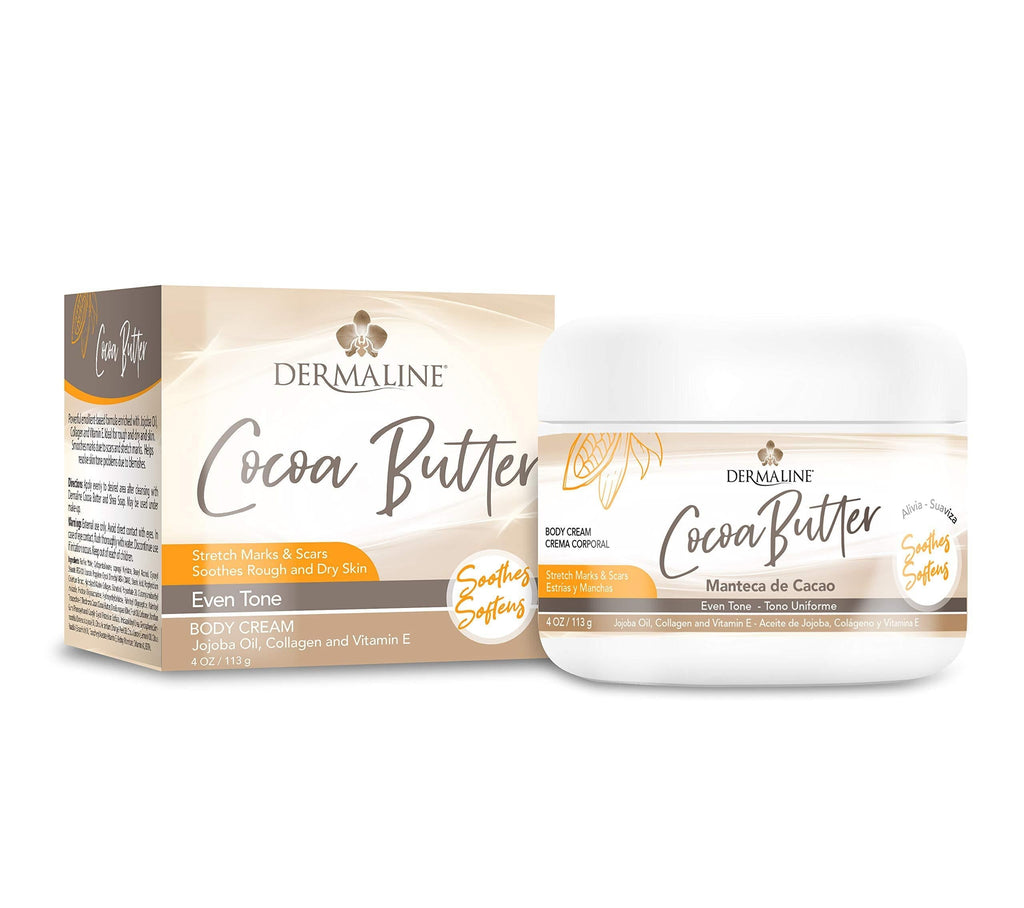 Dermaline - Cocoa Butter Body Cream with Jojoba Oil, Collagen and Vitamin E 2 Oz. - BeesActive Australia