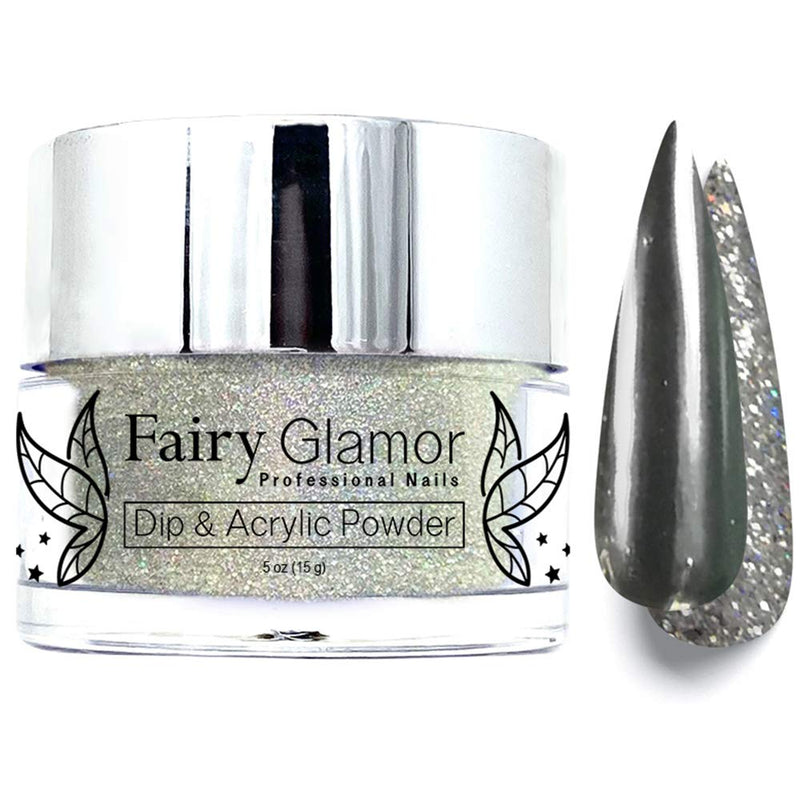 FAIRY GLAMOR Silver Chrome Glitter Dip & Acrylic Nail Powder - Luxury Slippers - 14g - BeesActive Australia