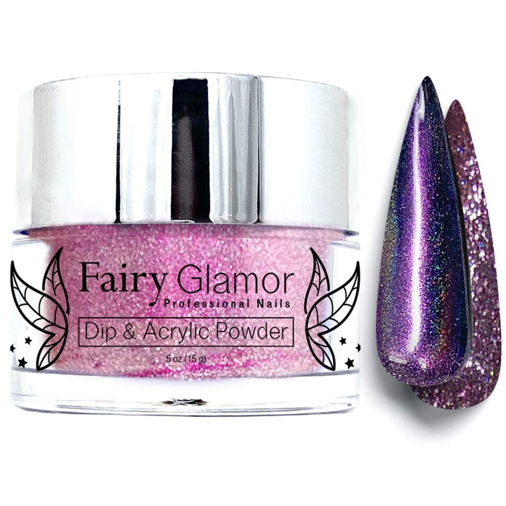 FAIRY GLAMOR Purple Holographic Glitter Dip & Acrylic Nail Powder - Guardian Protector - 14g - BeesActive Australia