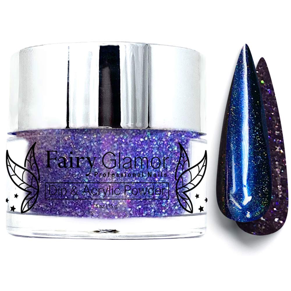FAIRY GLAMOR Purple Holo Glitter Dip & Acrylic Nail Powder - Royal Duchess - 14g - BeesActive Australia