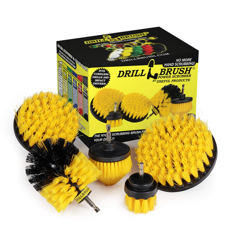 Drill Brush Power Scrubber by Useful Products - Shower Brush - Shower Cleaner - Toilet Cleaner - Bathroom Cleaner - Toilet Brush - Tile Cleaner - Floor Cleaner - Bathroom Accessory Set - Clean Shower Yellow - BeesActive Australia