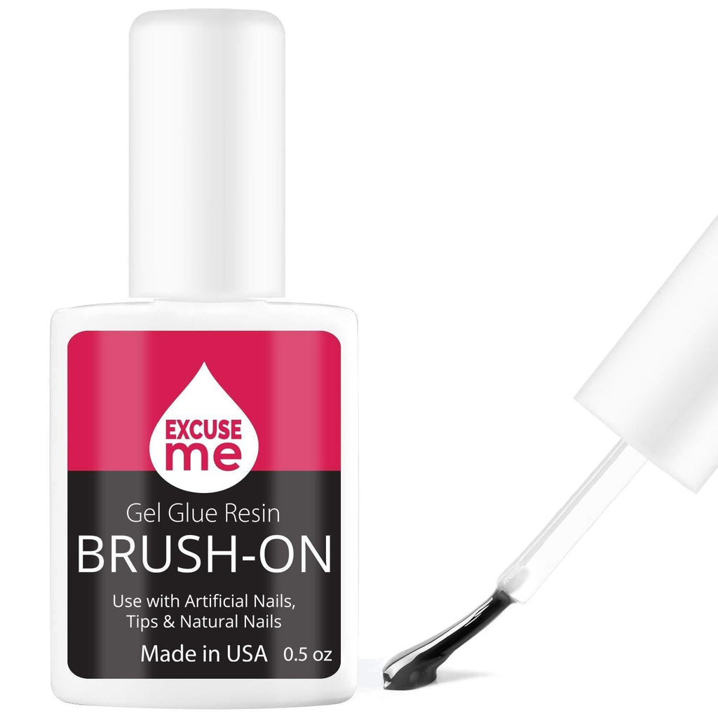 Excuse Me Brush On Gel Super Strong Nail Glue Adhesive for Repairs and Strengthening Natural Nails, Silk Wrap, Fiberglass, Rhinestones. Easy application with a Brush 0.5 oz (1 Piece) 1 Piece - BeesActive Australia