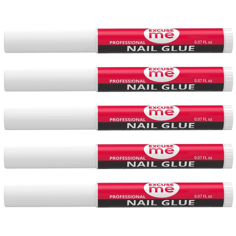 Excuse Me 5 Pcs Professional Nail Glues for Acrylic Nails, Strong Nail Glue for Nail Repair, Nail Tips, Arts Rhinestones. Nail Adhesive Glue for Broken Crack Nails Long Lasting - BeesActive Australia