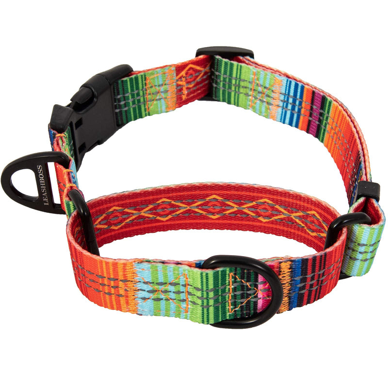 Leashboss Pattern Martingale Dog Collar, Reflective No-Pull Training Collar, Pattern Collection Medium-Large (16-19" Neck x 1" Wide) Orange - Blanket - BeesActive Australia