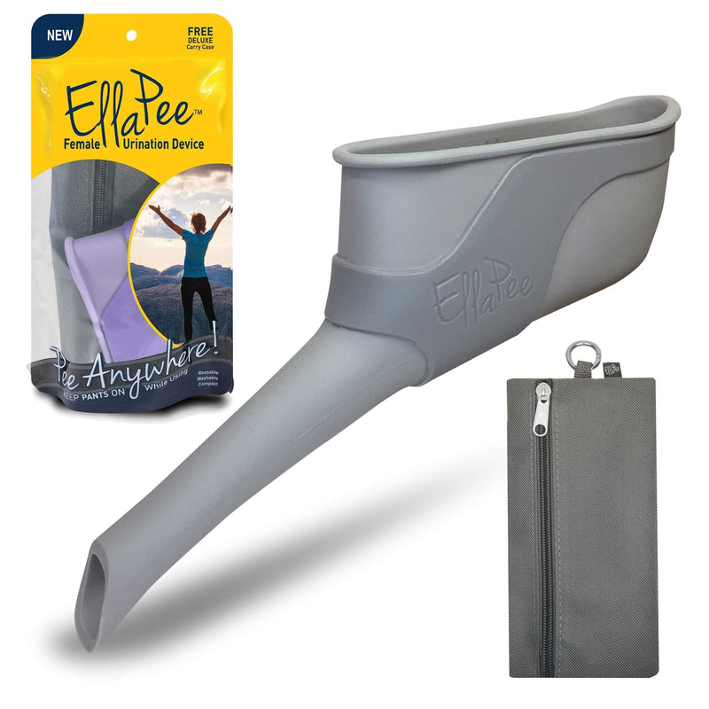 EllaPee Womens Urinal Funnel Female Urination Device for Women, Camping Accessories, Hiking, Outdoor Activities & More with Medical Grade Silicone (Reusable) So You Can Stand to Pee with Included Bag Gray - BeesActive Australia