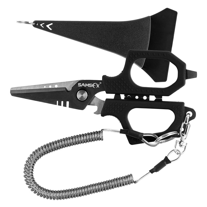 SAMSFX Fishing Braid Line Scissors Shears with Non-Slip Grip Handles (Black Handle) Black Handle - BeesActive Australia