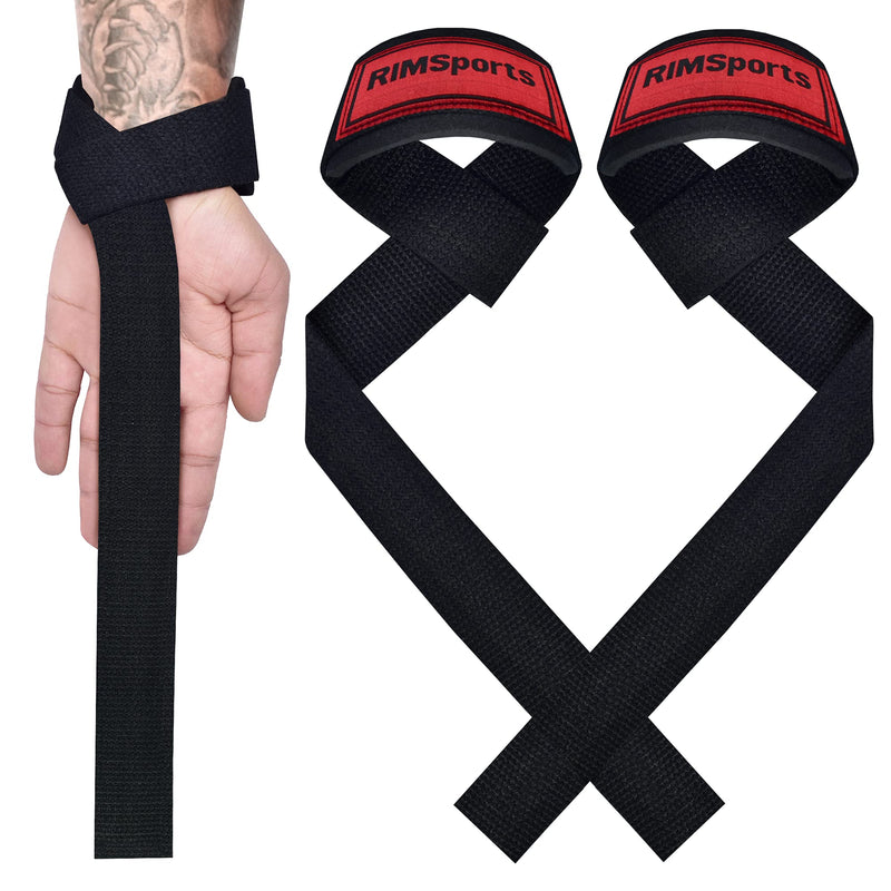 RIMSports Premium Padded Lifting Straps - Superior Wrist Straps for Weight Lifting for Men & Women with Silicone Grip - Deadlift Straps for Powerlifting, Weightlifting, & Deadlifting BLACK - BeesActive Australia