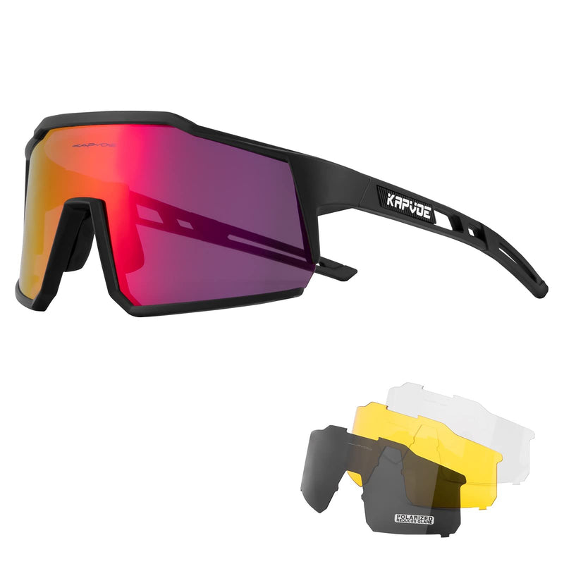 KAPVOE Polarized Cycling Glasses with 4 Interchangeable Lenses TR90 Sports Sunglasses Women Men Running 01 - BeesActive Australia