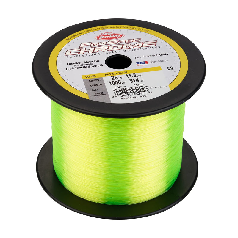 Berkley Pro-Spec Chrome Monofilament Fishing Line, Hi-Vis Yellow, 1000yd - 16lb - BeesActive Australia