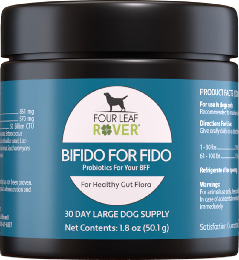 Four Leaf Rover: Bifido for Fido - Multi-Strain Dog Probiotics and Prebiotics for Immune Support - 50 Billion CFUs - Up to 120 Servings, Depending on Dog’s Weight - Vet Formulated - for All Breeds - BeesActive Australia