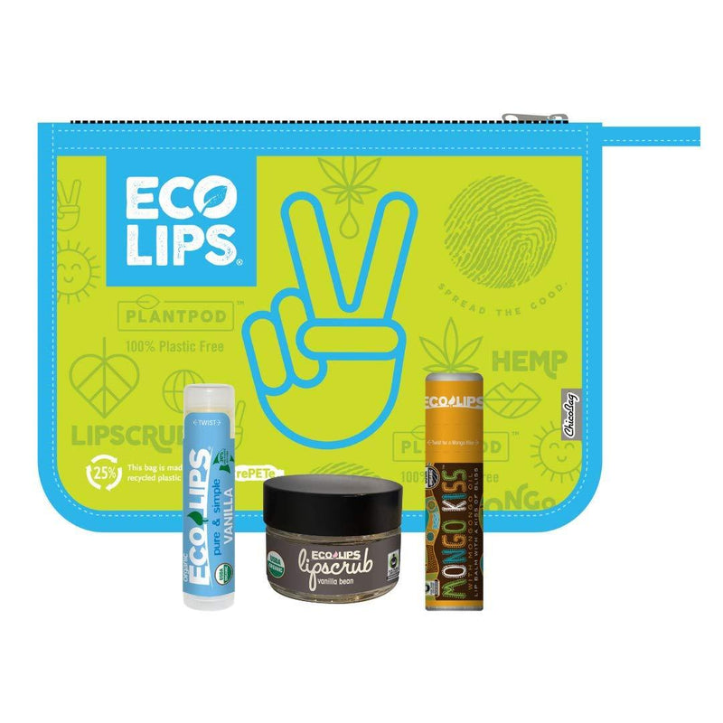 That's So Vanilla Lip Care Bundle with Reusable Zipper Pouch 3-piece by Eco Lips 100% Natural. Made in USA - BeesActive Australia