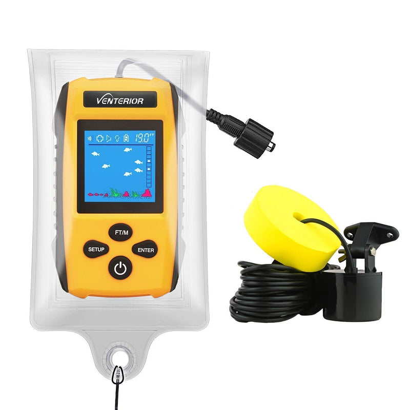 Venterior Portable Fish Finder Water Depth Finder with Sonar Transducer, LCD Display and Water Resistant Bag - BeesActive Australia