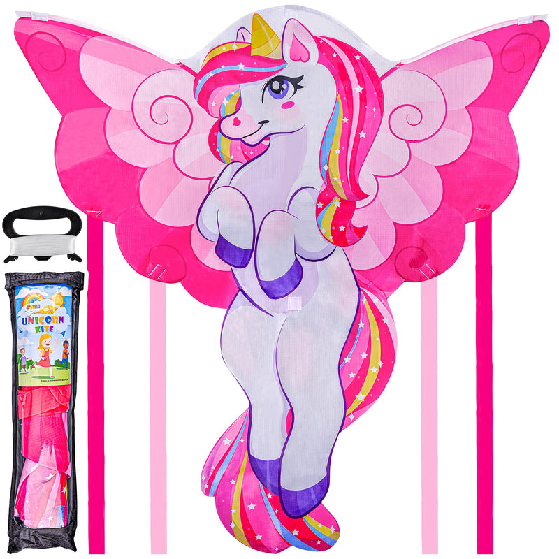 JOYIN 43.3'' Giant Unicorn Kite Easy to Fly Huge Kites for Kids and Adults with 262.5 ft Kite String, Large Beach Kite for Outdoor Games and Activities - BeesActive Australia