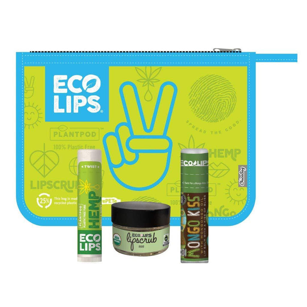 Mint To Be Lip Care Bundle with Reusable Zipper Pouch 3-piece by Eco Lips 100% Natural. Made in USA - BeesActive Australia