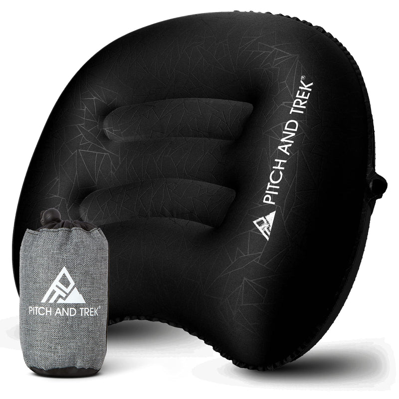 Pitch and Trek Camping Pillow with Removable Cover - Ultralight Portable Compact Inflatable Pillow for Neck Lumbar Support - Compressible Pillow for Hiking, Beach, Hammock, and Backpacking Gear. - BeesActive Australia