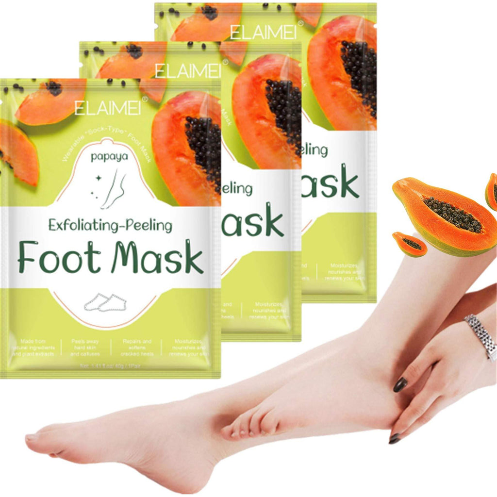 Foot Peel Mask,Exfoliating Foot Mask,Papaya Foot Peel Mask,Foot Peeling Mask,Peeling Away Foot Callus,Best Soultion For Dead Skin,Dry and Dough Skin,Hard Horny,Cracked Heel,Best Feet Care Product 3pcs - BeesActive Australia